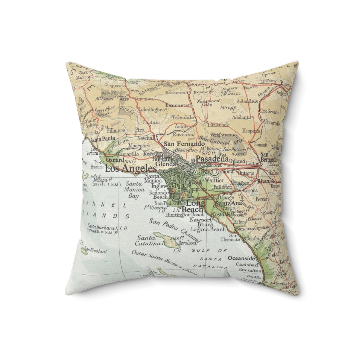 Los Angeles California vintage map pillow