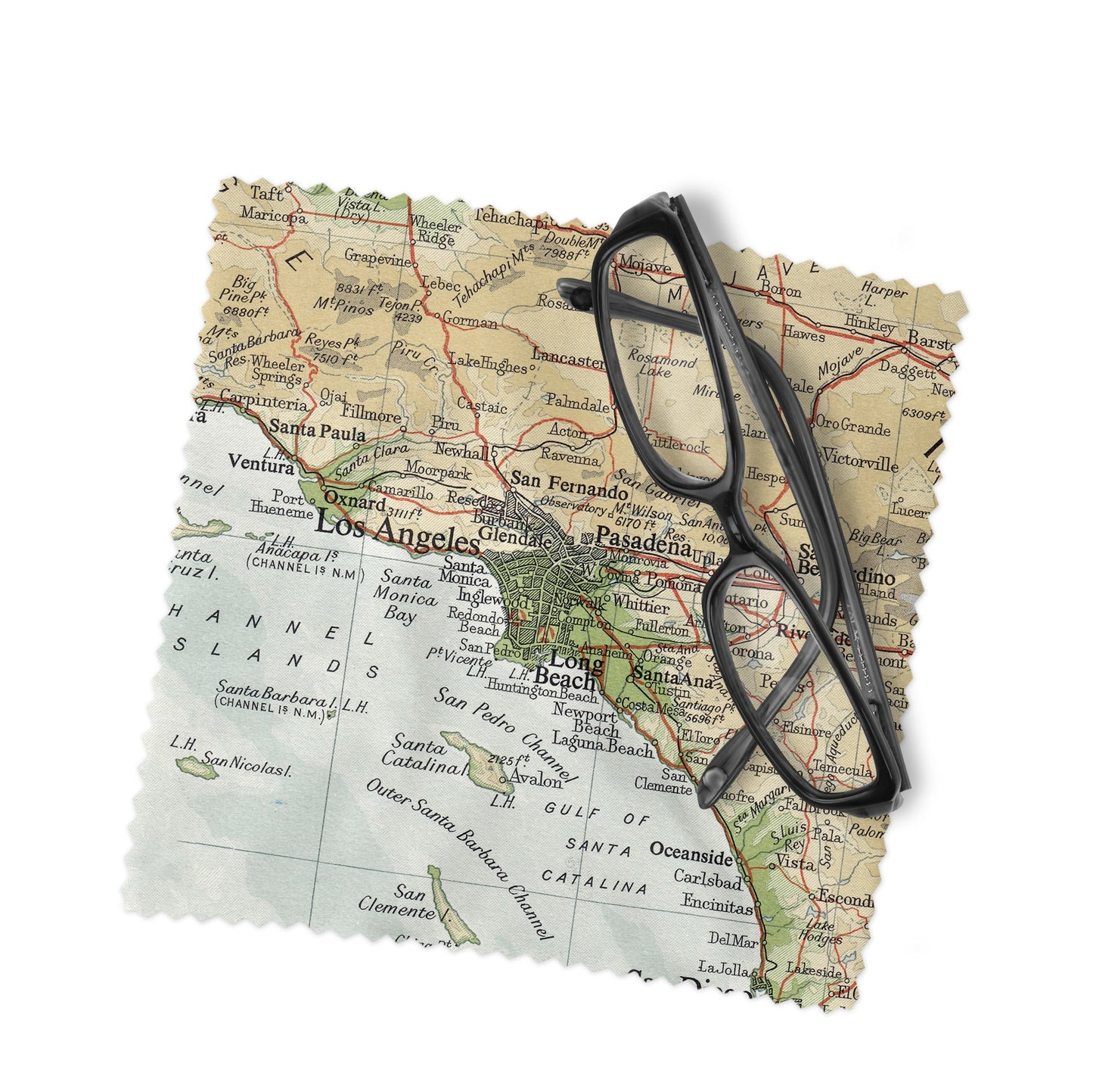 Los Angeles California Map Lens Cloth | Los Angeles Microfiber Glasses Cleaner | Travel Gift