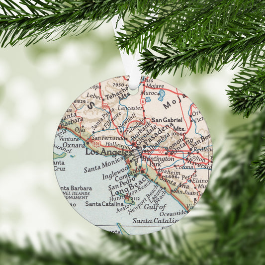Los Angeles California Vintage Map Ornament