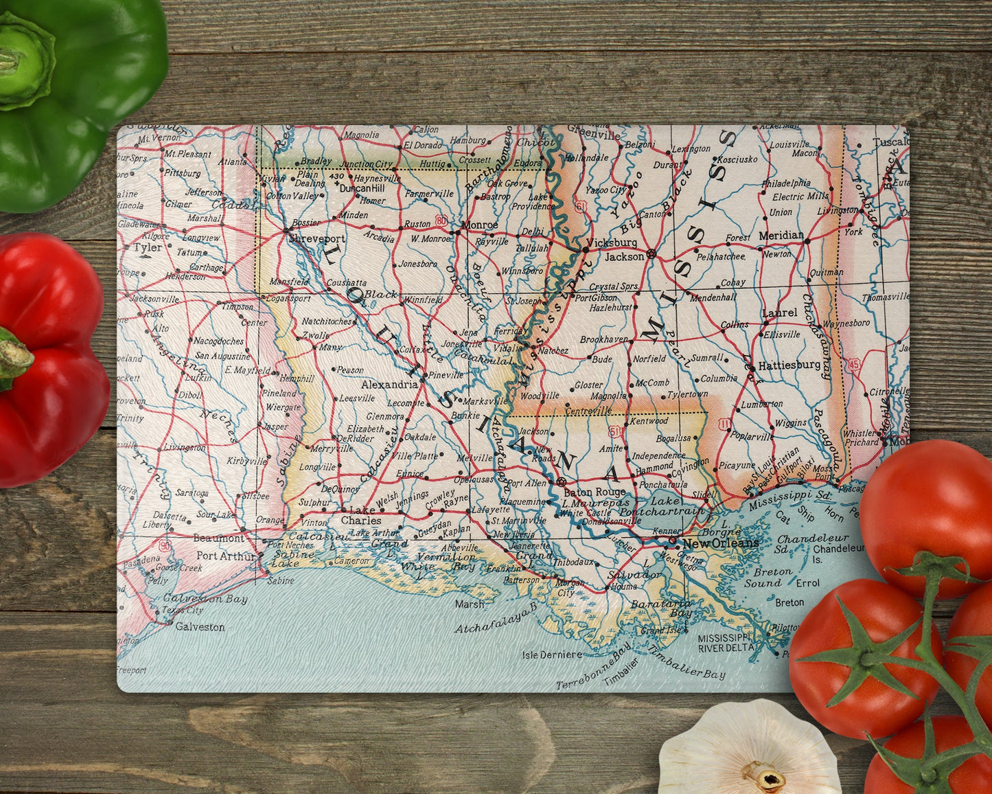 Louisiana Map Cutting Board | Travel Gift | Kitchen Decor