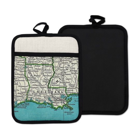 Louisiana vintage map hot pad kitchen decor