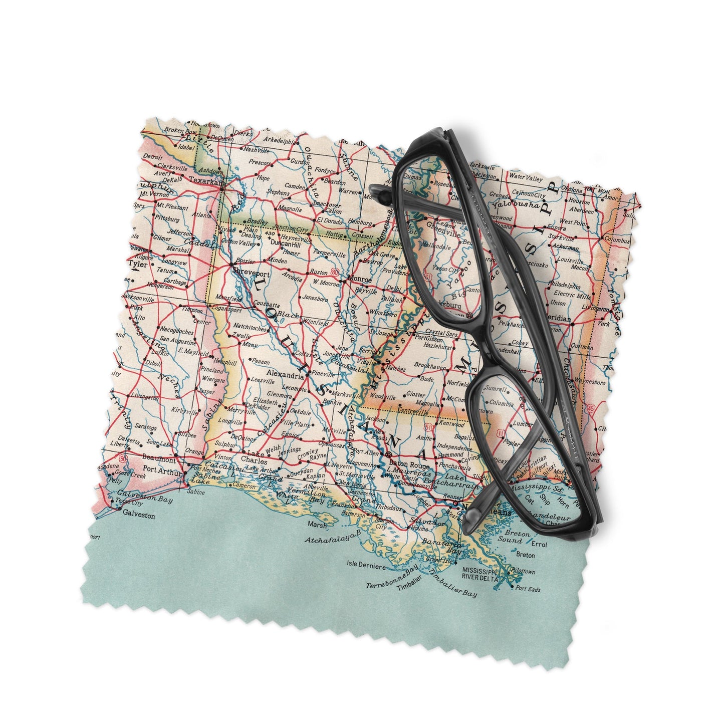 Louisiana Map Lens Cloth | Louisiana Microfiber Glasses Cleaner | Travel Gift
