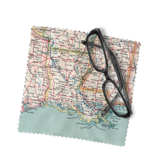 Louisiana Map Lens Cloth | Louisiana Microfiber Glasses Cleaner | Travel Gift
