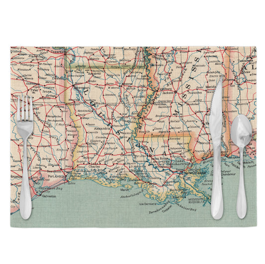 Louisiana Vintage Map Placemats Set of 4