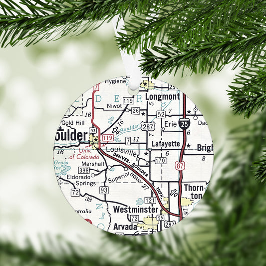 Louisville Colorado Vintage Map Ornament