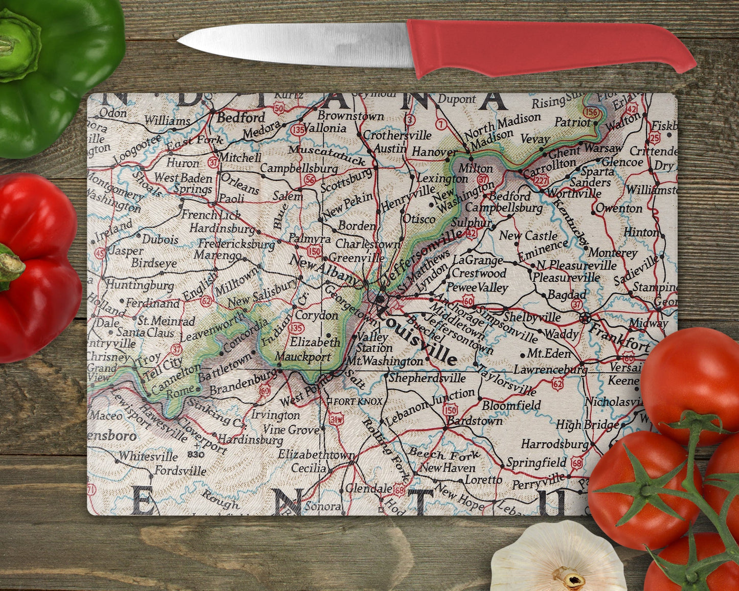 Louisville Kentucky Map Cutting Board | Travel Gift | Kitchen Decor