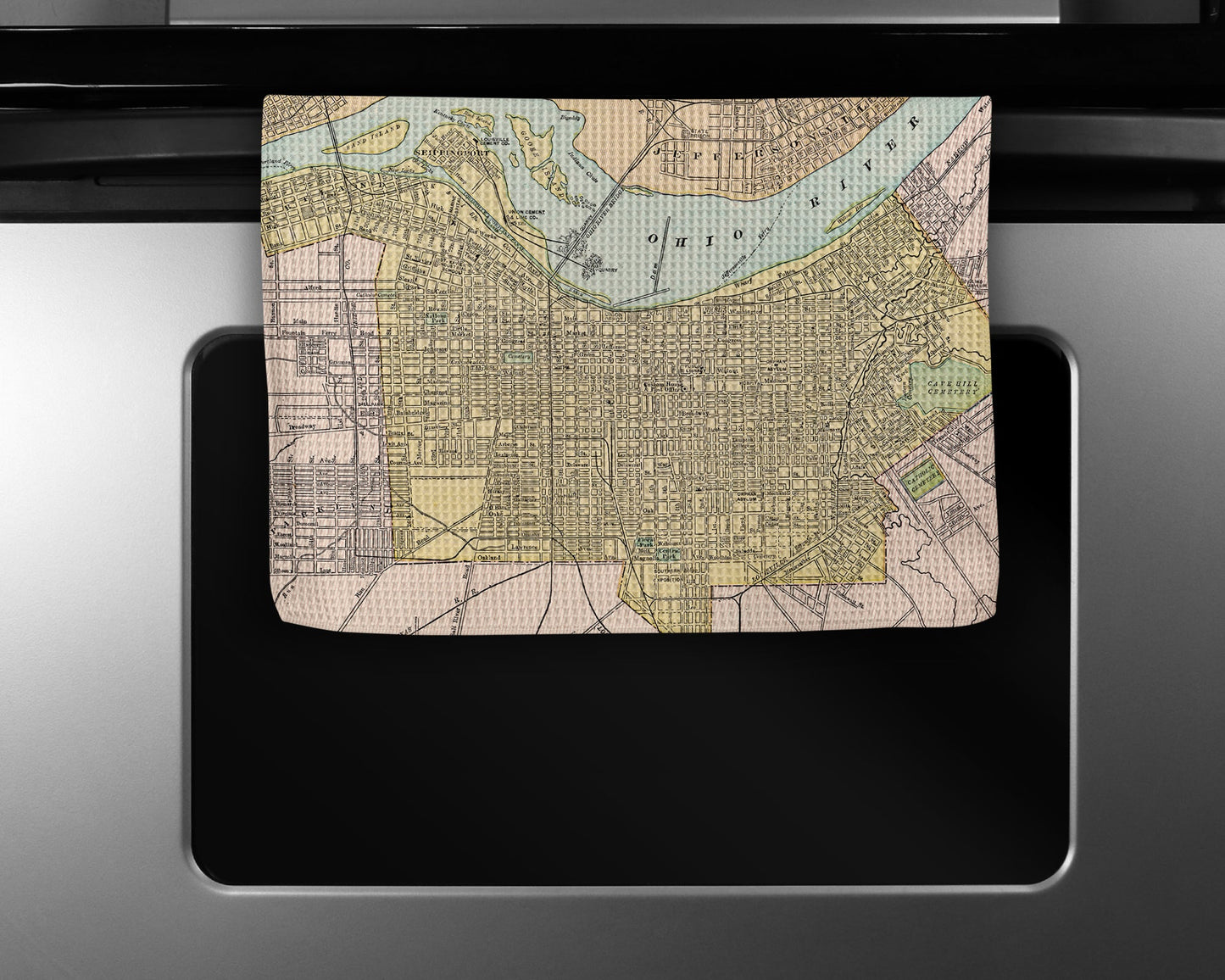 Louisville Kentucky Map Tea Towel | Waffle-Weave Kitchen Towel Gift