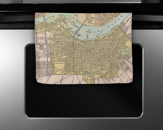 Louisville Kentucky Map Tea Towel | Waffle-Weave Kitchen Towel Gift