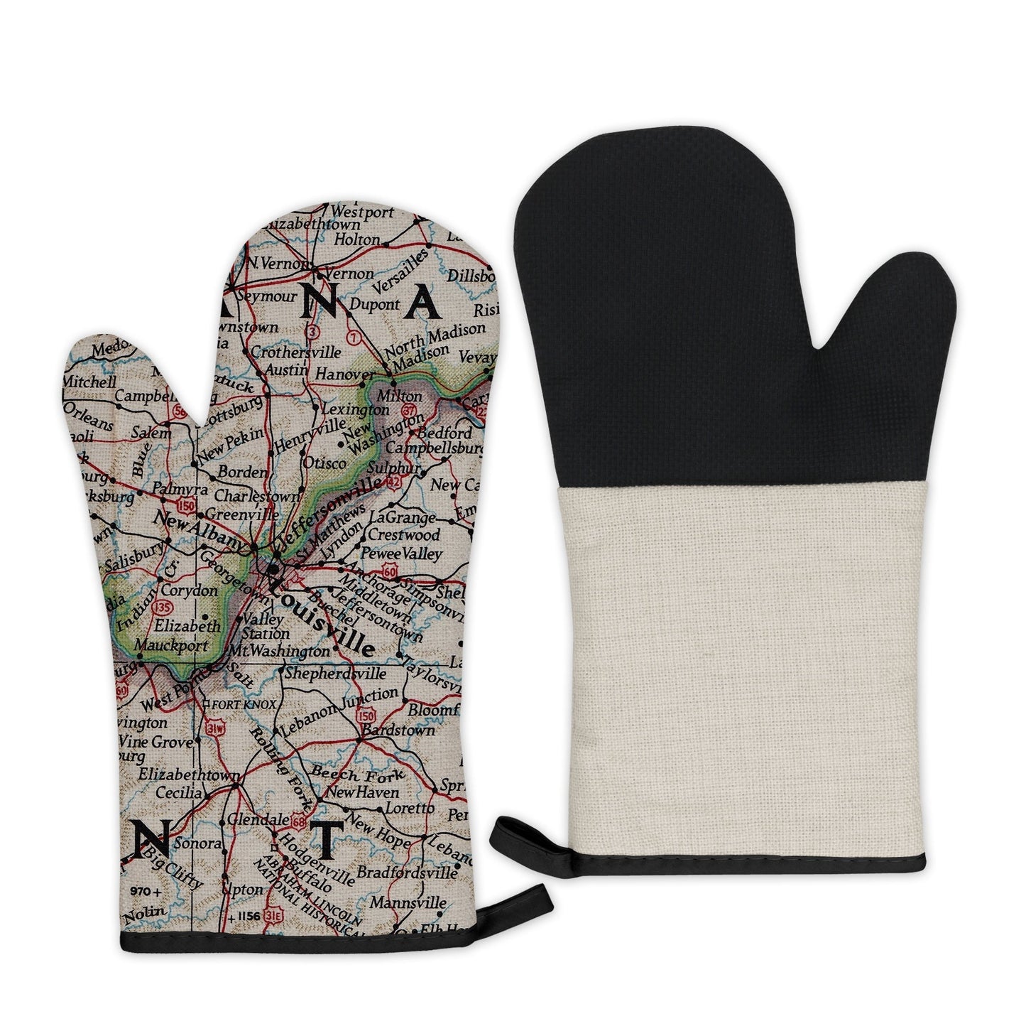 Louisville, Kentucky Map Oven Mitt | Vintage-Inspired Kitchen Gift