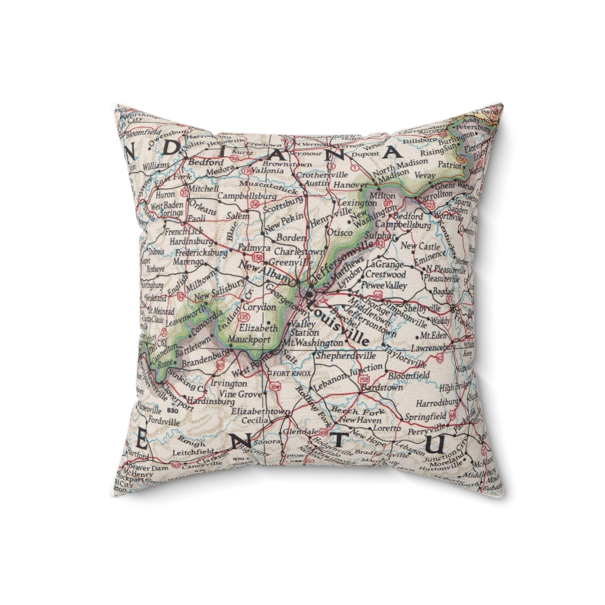 Louisville Kentucky vintage map pillow