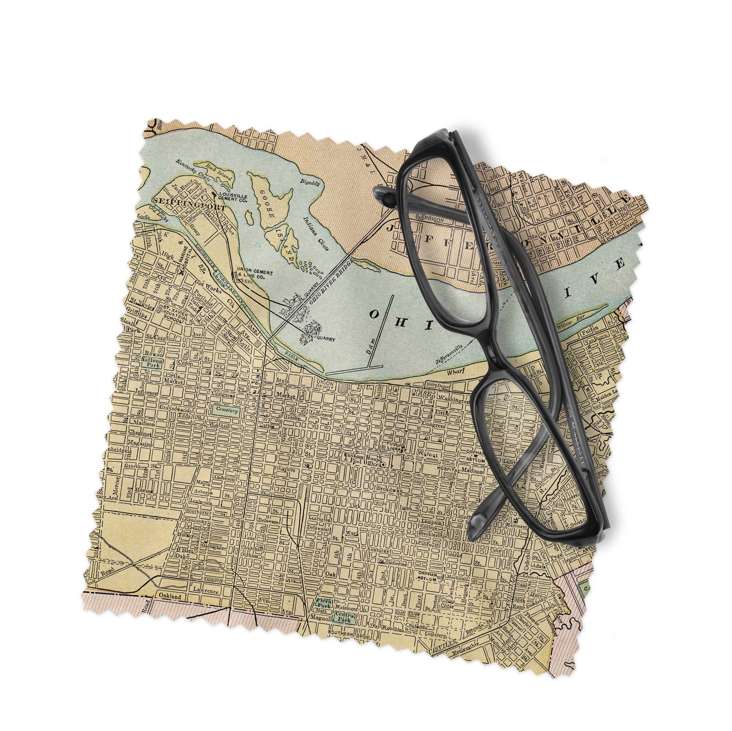 Louisville Kentucky Map Lens Cloth | Louisville Microfiber Glasses Cleaner | Travel Gift