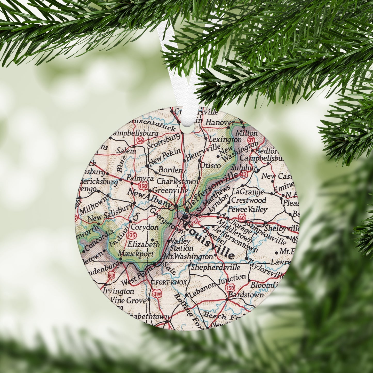 Louisville Kentucky Vintage Map Ornament