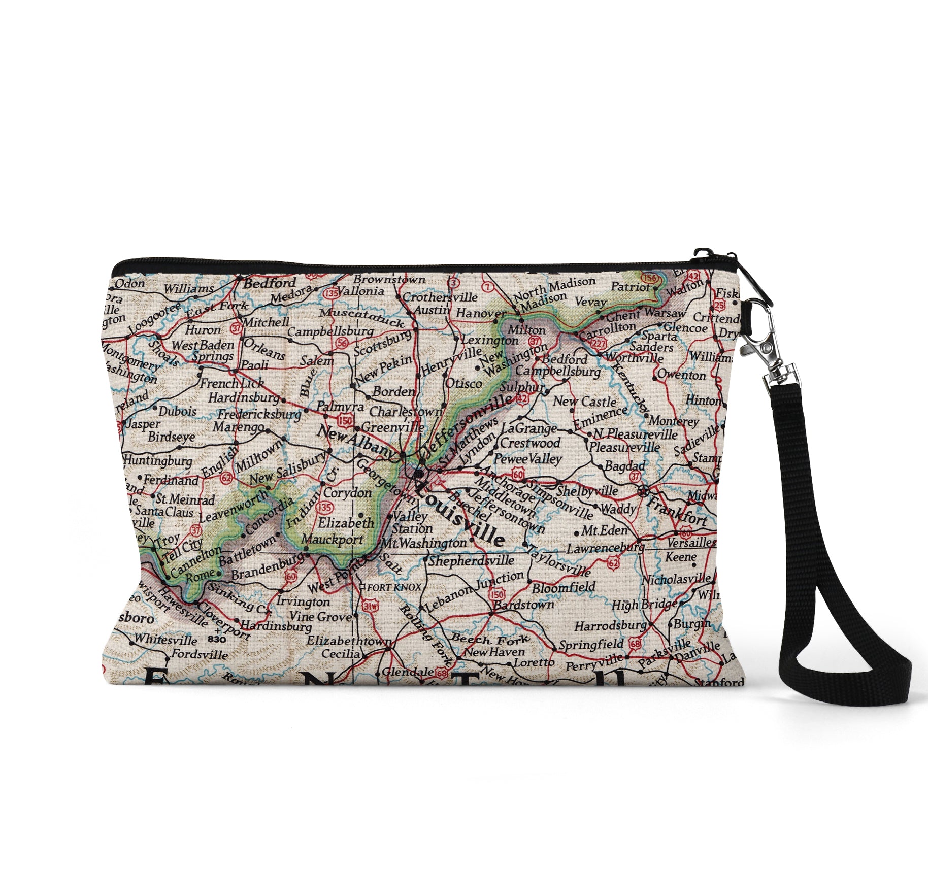 Louisville Kentucky map wristlet travel pouch