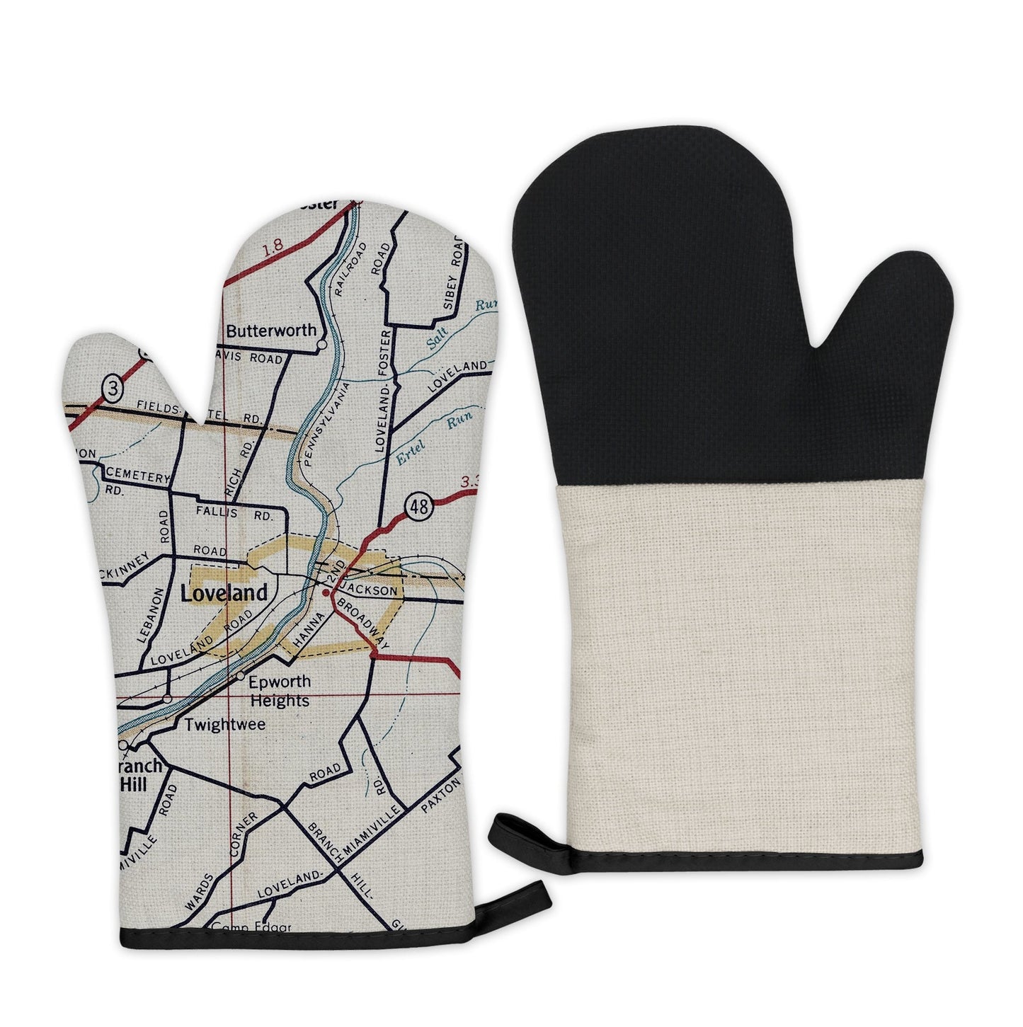 Loveland, Ohio Map Oven Mitt | Vintage-Inspired Kitchen Gift