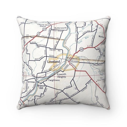 Loveland Cincinnati vintage map pillow