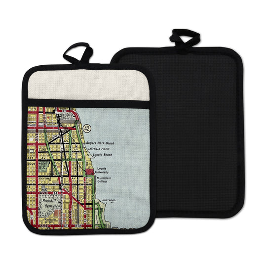 Loyola University Chicago vintage map hot pad kitchen decor