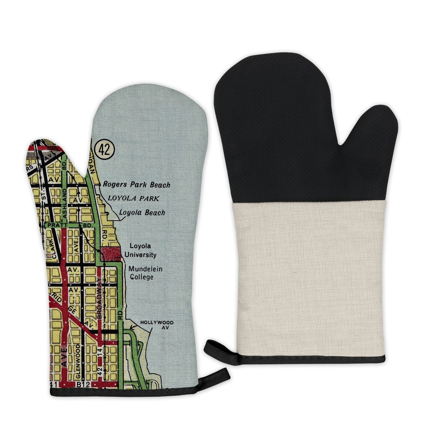 Loyola University, Chicago Map Oven Mitt | Vintage-Inspired Kitchen Gift