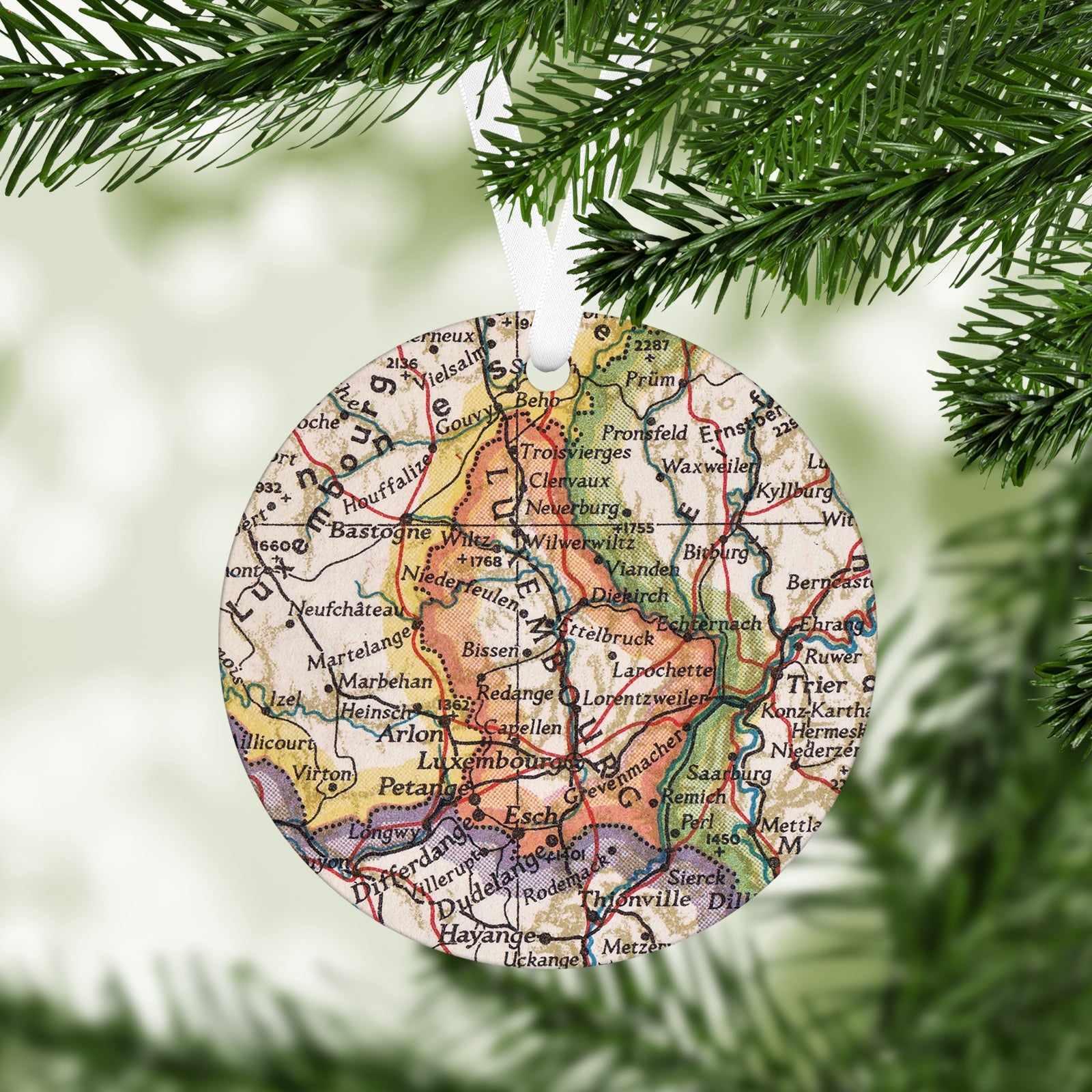 Luxembourg Vintage Map Ornament