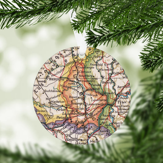 Luxembourg Vintage Map Ornament