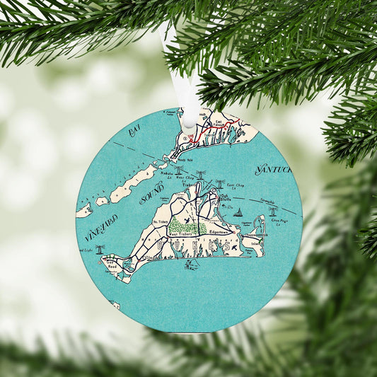 Martha's Vineyard Vintage Map Ornament