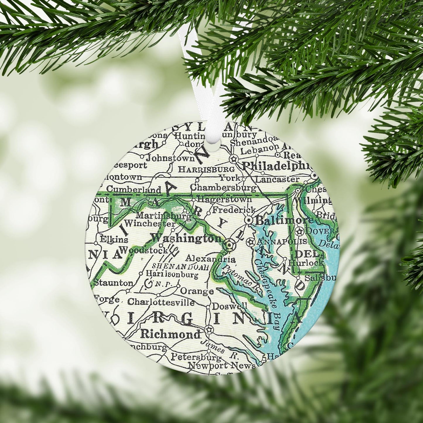 Maryland Vintage Map Ornament