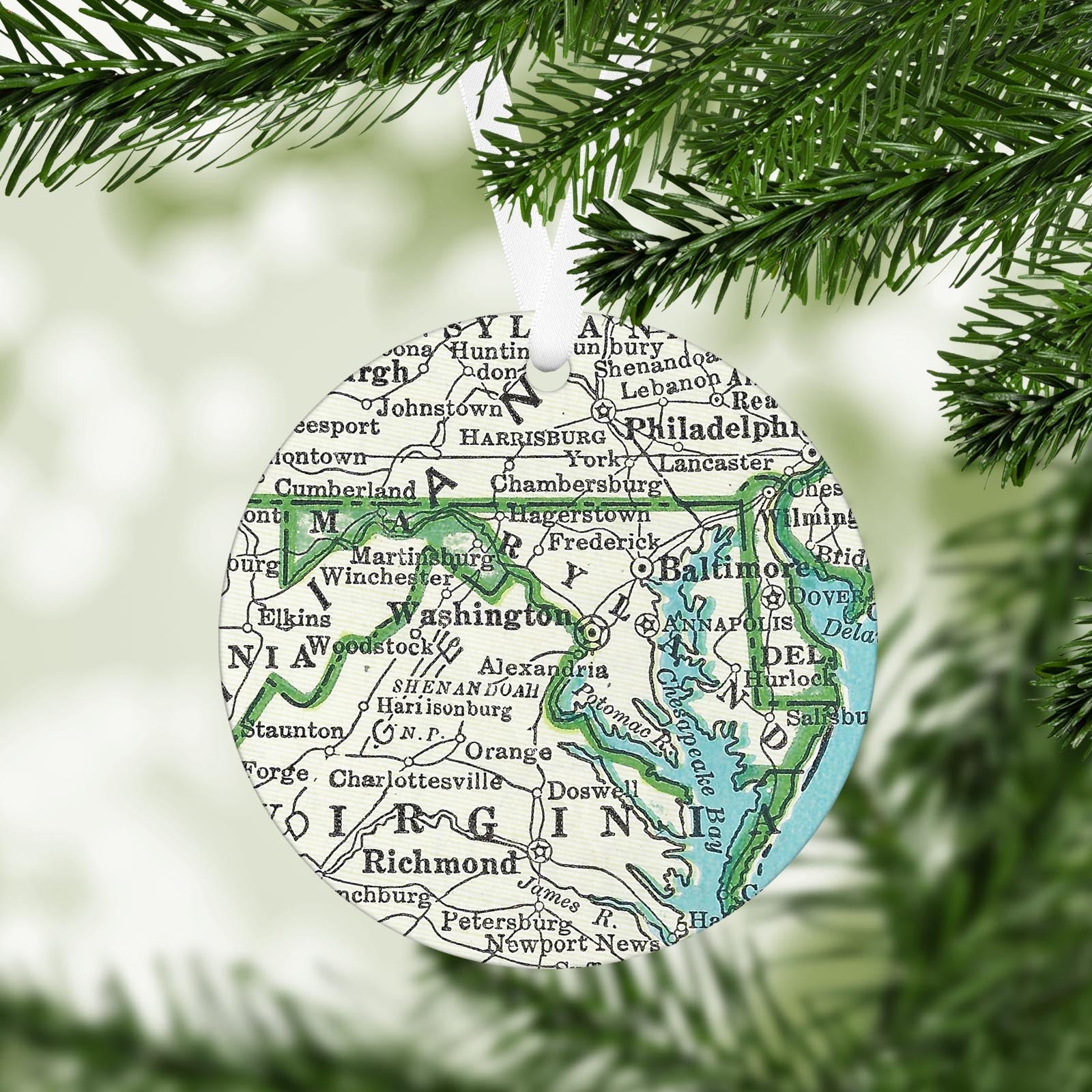 Maryland Vintage Map Ornament