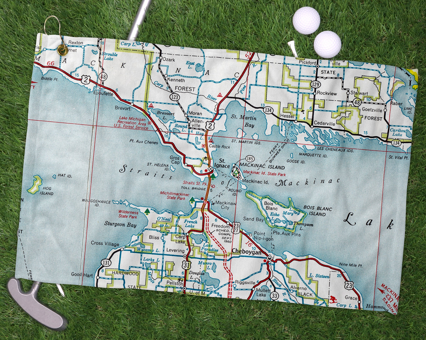Mackinac Michigan golf towel primary image