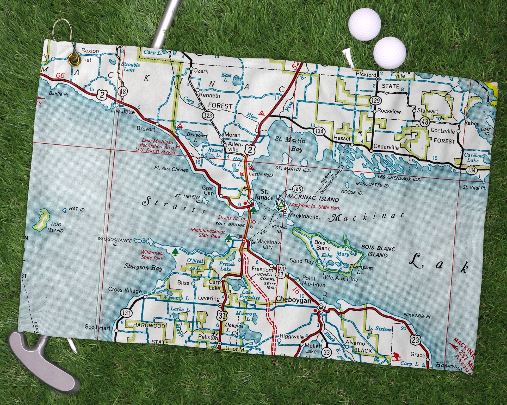 Mackinac Michigan golf towel primary image