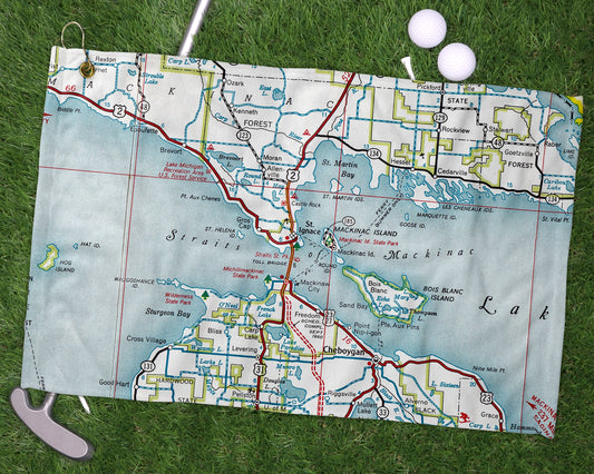 Mackinac Michigan golf towel primary image