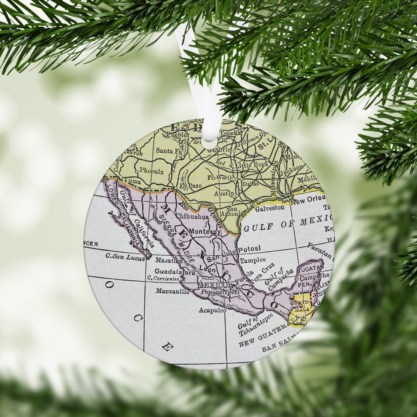 Mexico Vintage Map Ornament