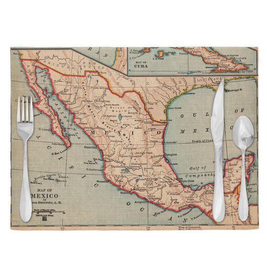 Mexico Vintage Map Placemats Set of 4
