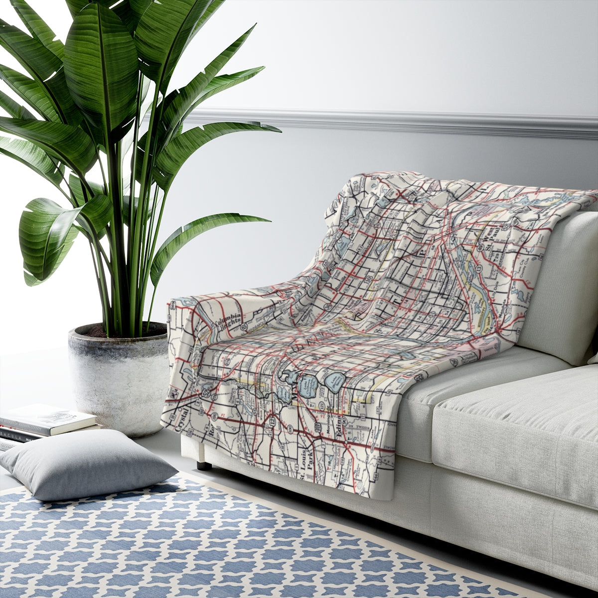 Minneapolis St Paul Map Sherpa Fleece Blanket | Cozy Travel Throw