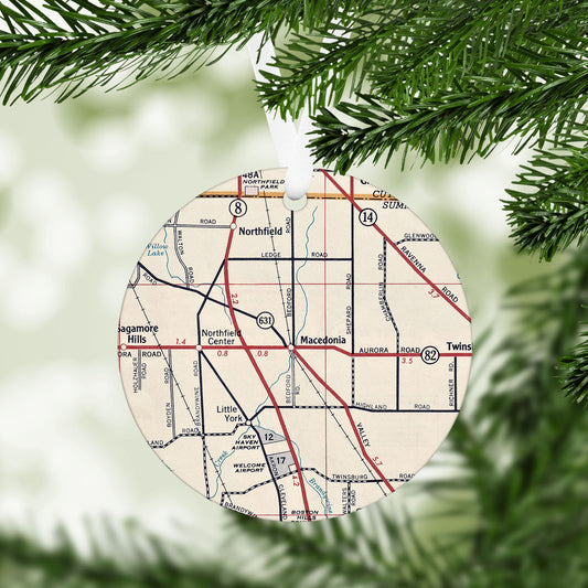 Macedonia Ohio Vintage Map Ornament