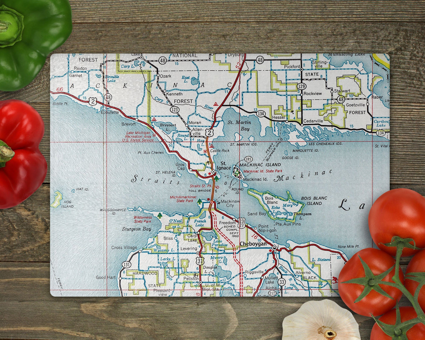 Mackinac Island Michigan Map Cutting Board | Travel Gift | Kitchen Decor