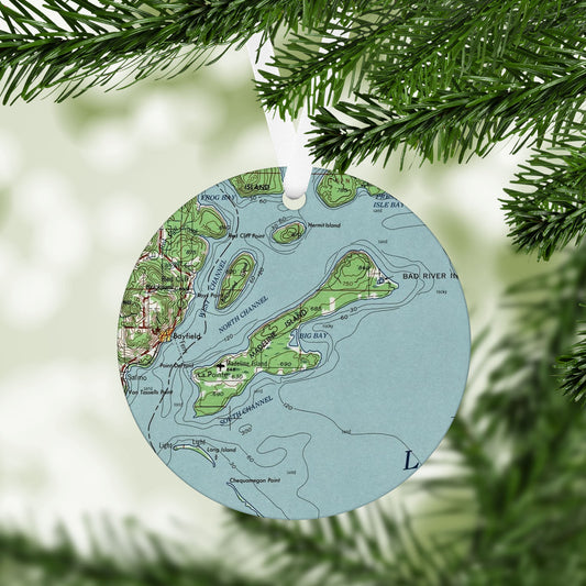 Madeline Island Wisconsin Vintage Map Ornament