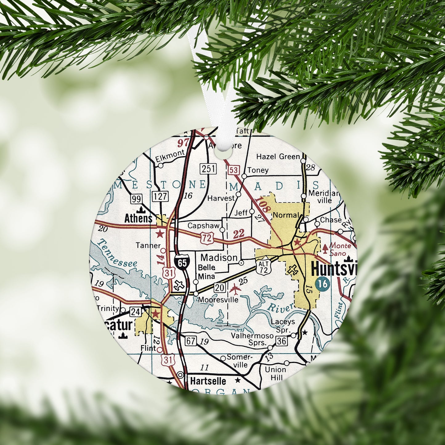 Madison Alabama Vintage Map Ornament