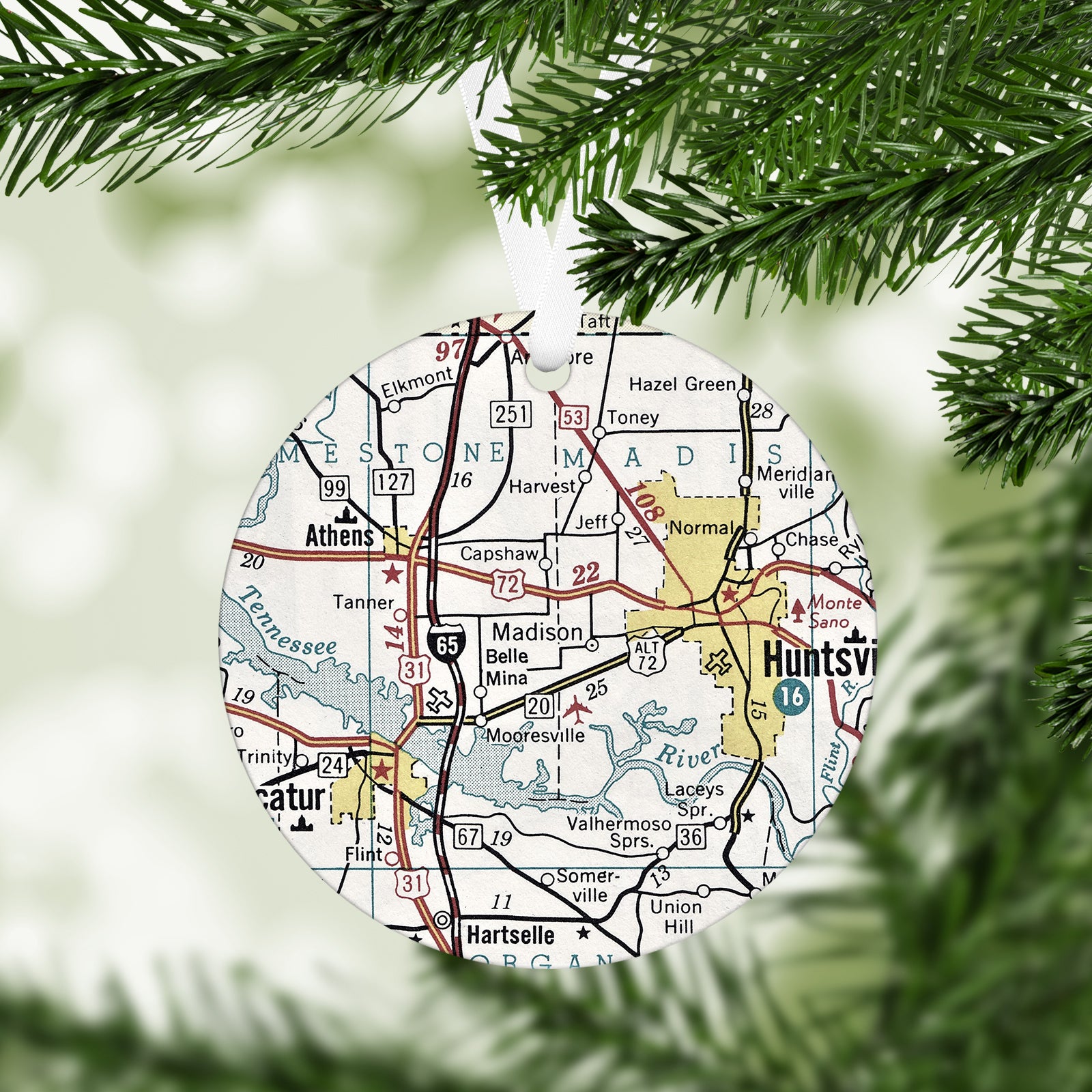 Madison Alabama Vintage Map Ornament