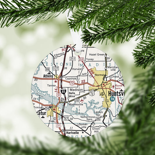 Madison Alabama Vintage Map Ornament