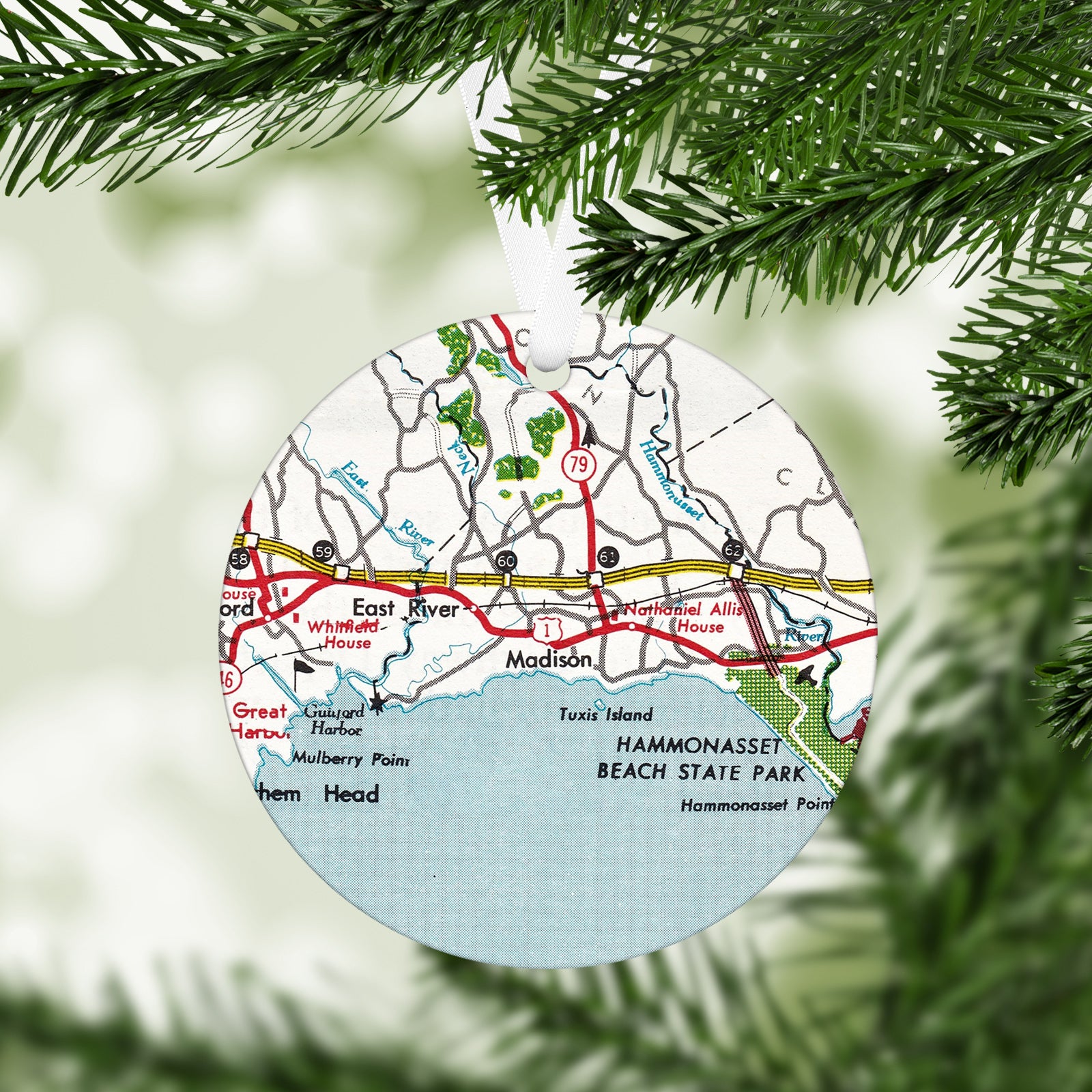 Madison Connecticut Vintage Map Ornament