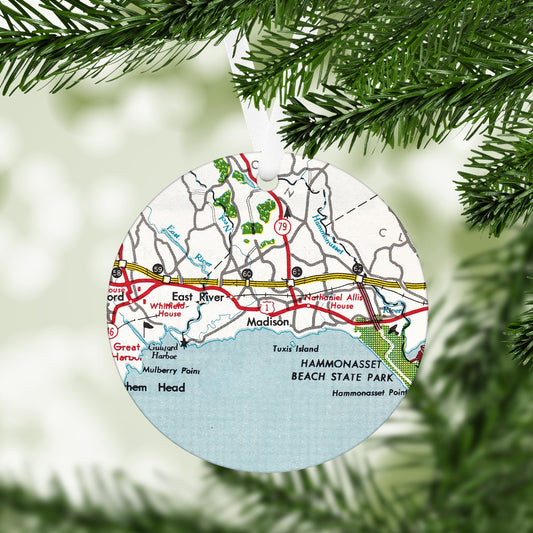 Madison Connecticut Vintage Map Ornament