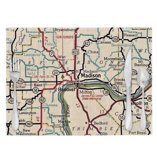 Madison Indiana Vintage Map Placemats Set of 4