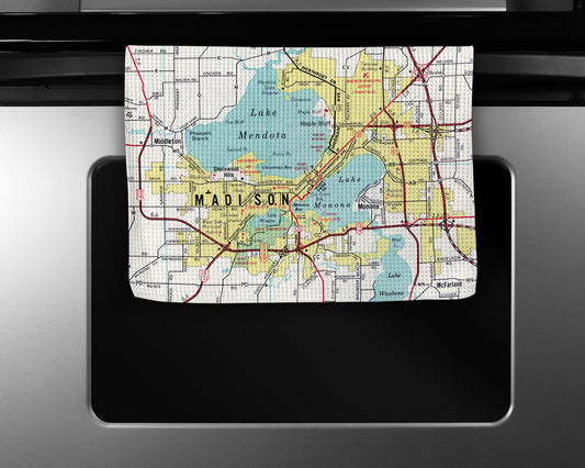 Madison Wisconsin Vintage Map Kitchen Towel