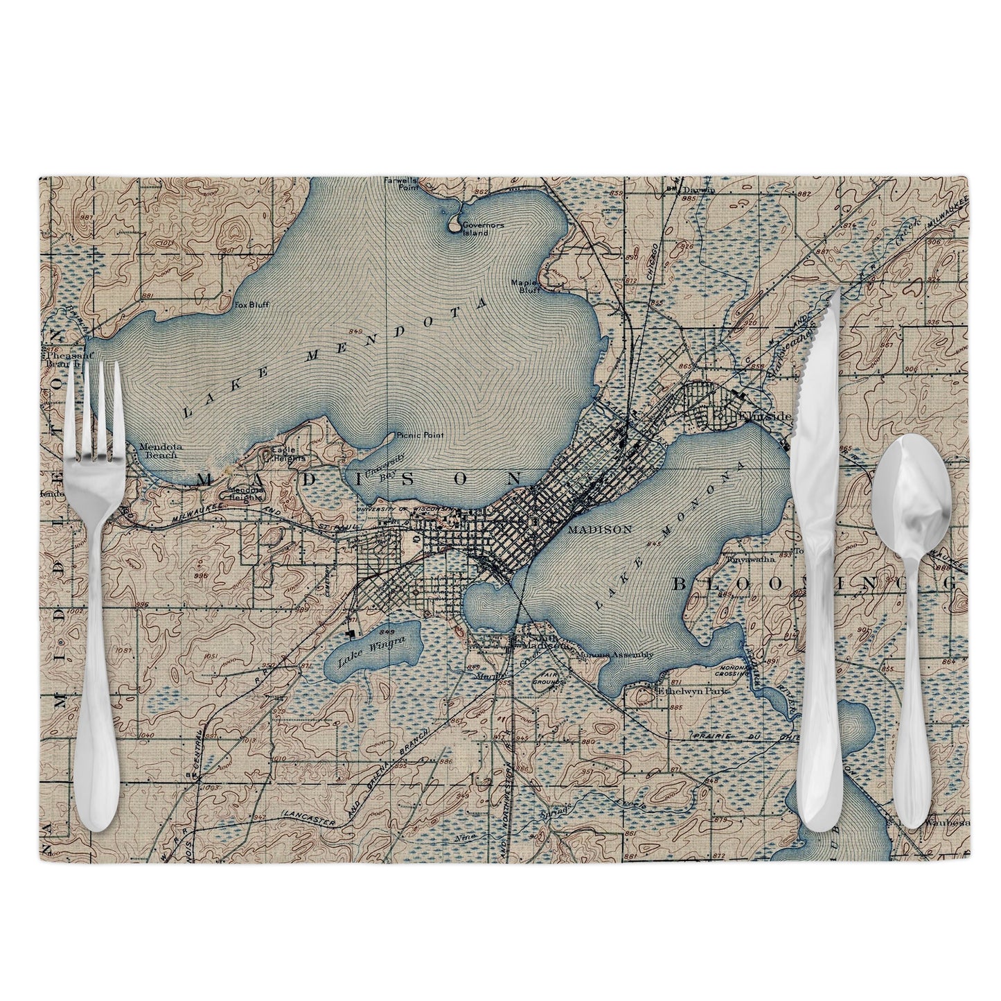 Madison Wisconsin Vintage Map Placemats Set of 4