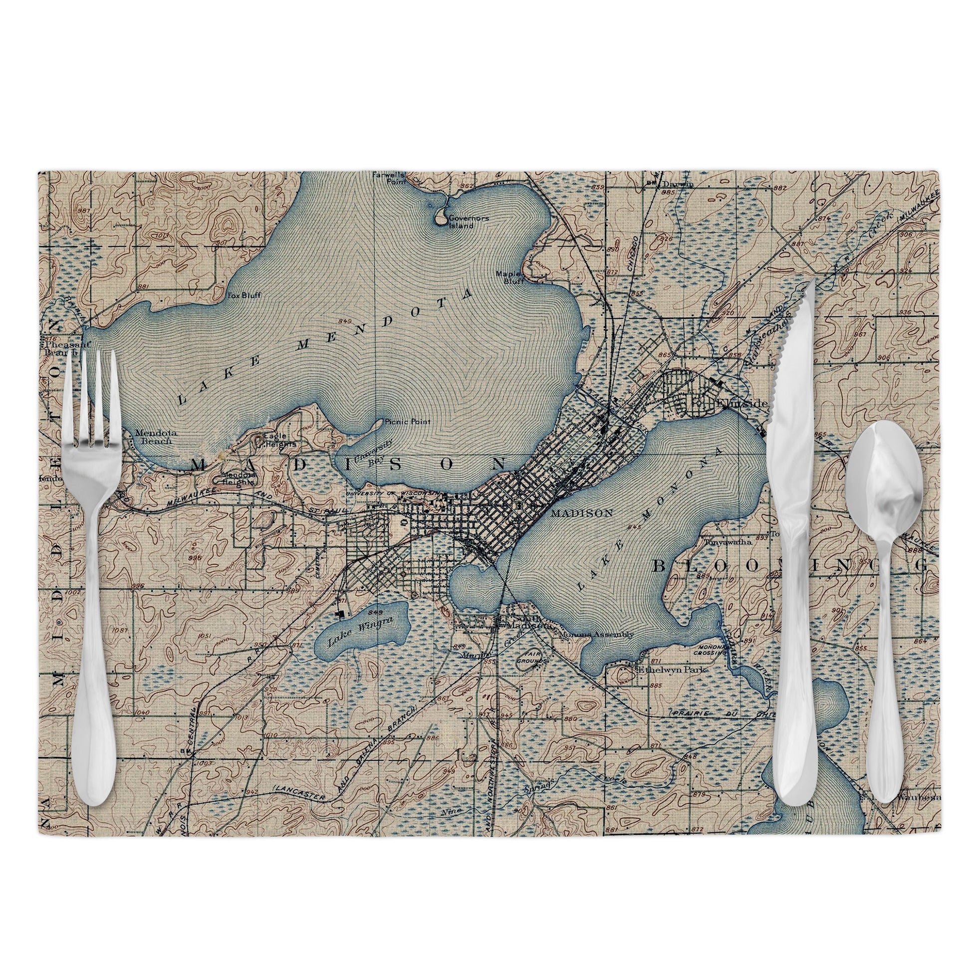 Madison Wisconsin Vintage Map Placemats Set of 4
