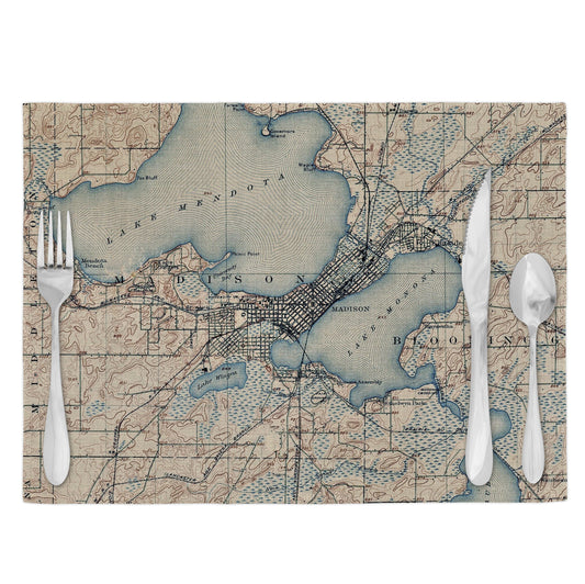 Madison Wisconsin Vintage Map Placemats Set of 4