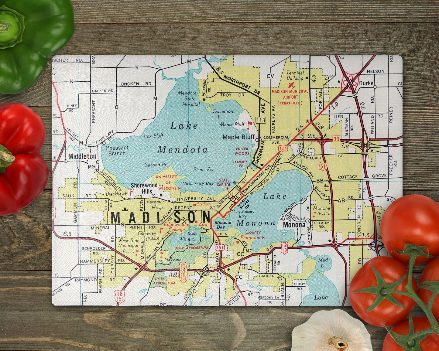 Madison Wisconsin Map Cutting Board | Travel Gift | Kitchen Decor