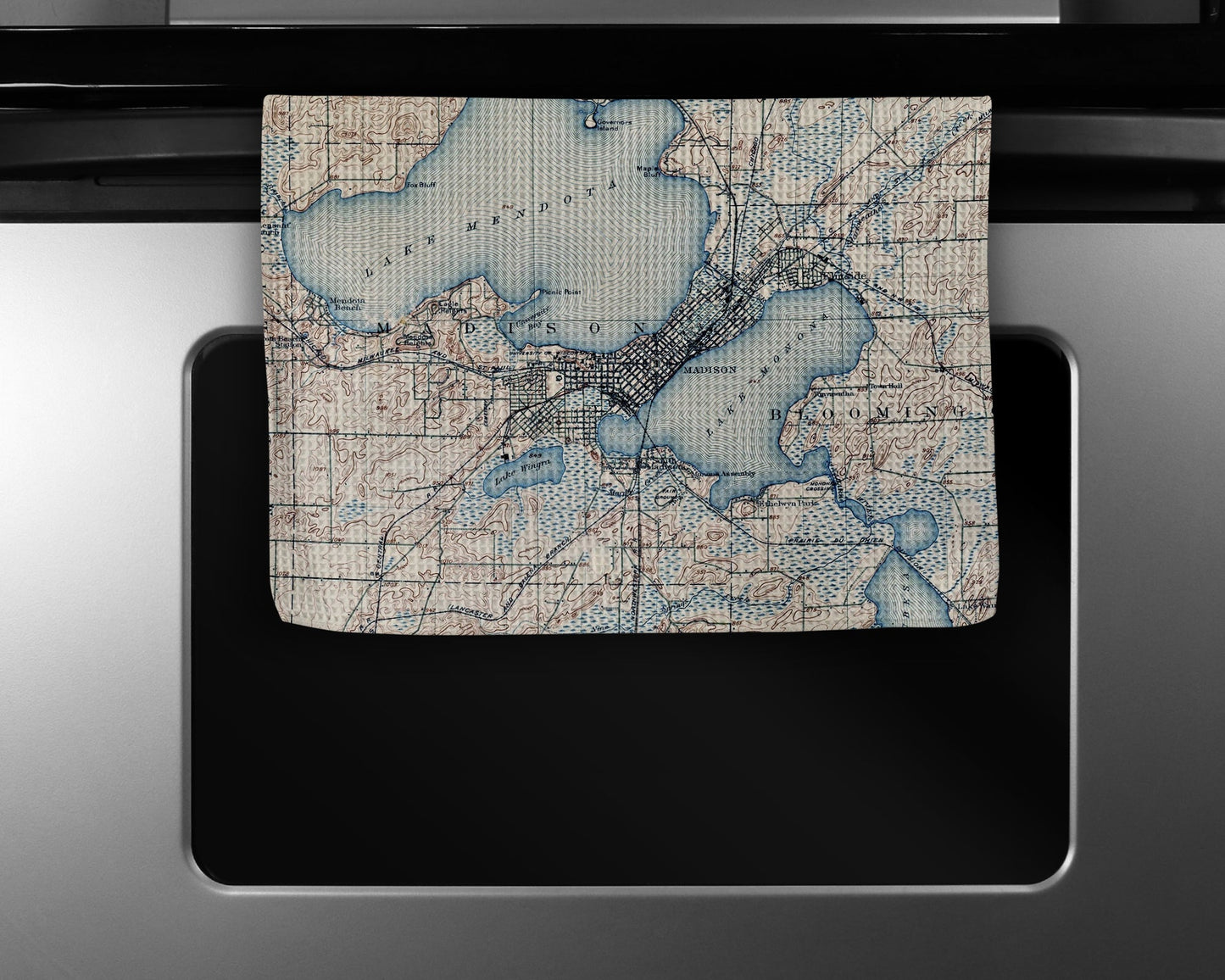 Madison Wisconsin Map Tea Towel | Waffle-Weave Kitchen Towel Gift