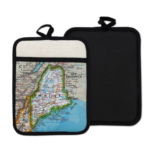 Maine vintage map hot pad kitchen decor