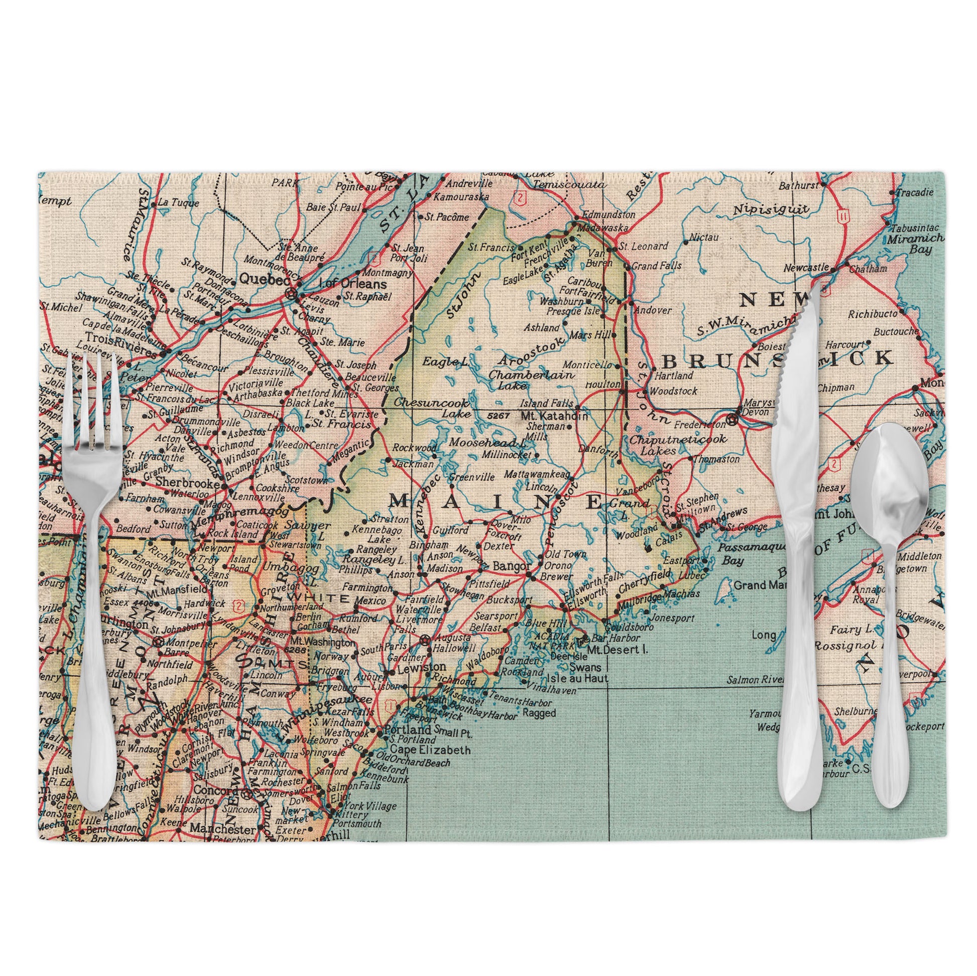 Maine Vintage Map Placemats Set of 4