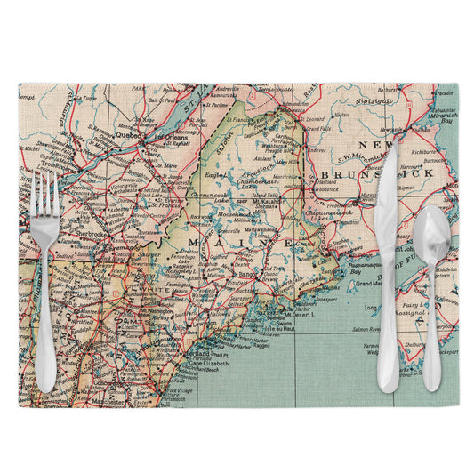 Maine Vintage Map Placemats Set of 4